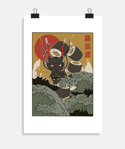 Poster sushi de dragon de mer attaquant