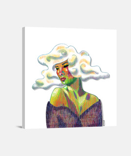 tableau femme nuage coloré