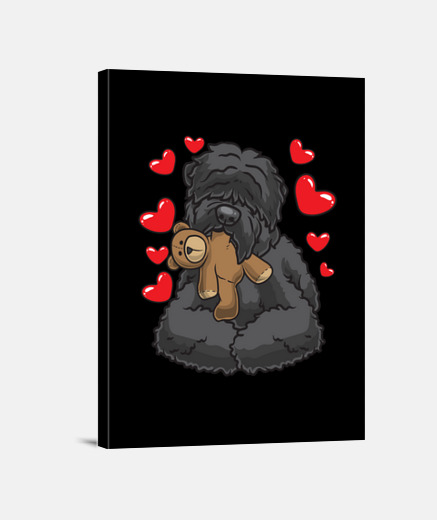 Tableau terrier russe noir avec peluche
