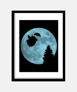 Totoro volando bajo la luna