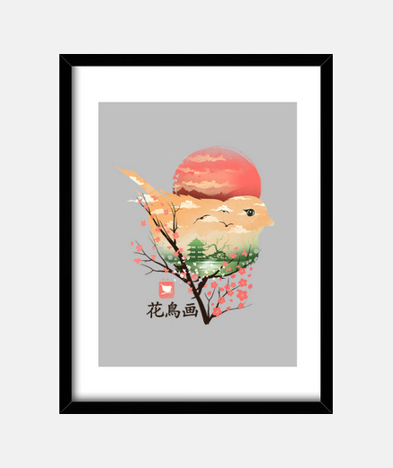 Cadre ukiyo e bird