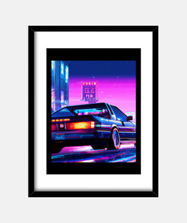 vaporwave coche synthwave ciudad