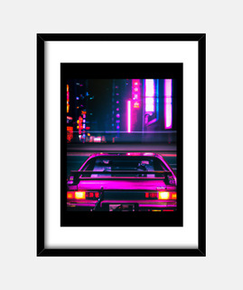 vaporwave coche synthwave ciudad