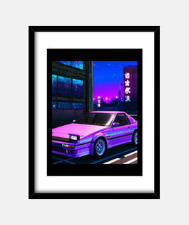 vaporwave coche synthwave ciudad