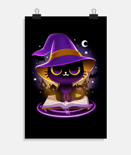 Poster witch cat spell - halloween
