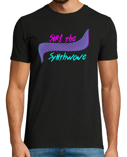 Tee Shirt Homme Manche Courte surfer sur le synthwave