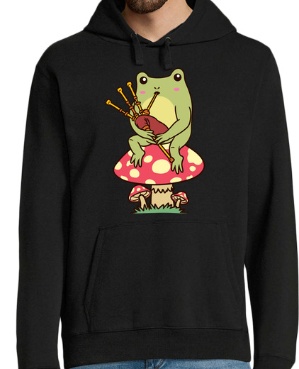 Sweat-shirt À Capuche Pour Homme grenouille sur un joueur de cornemuse a