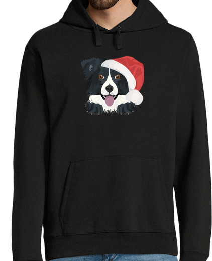 Sweat-shirt À Capuche Pour Homme border collie joyeux noel