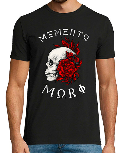 Image of memento mori skull and flowers stoicism