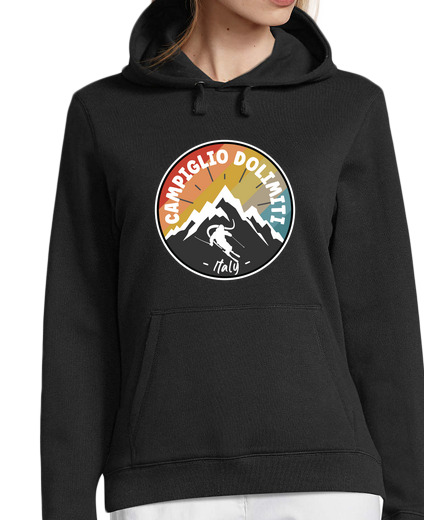 Sweat-shirt À Capuche Pour Femme ski campiglio dolimiti italie doublé