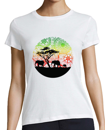 Image of shirt elephant family, woman