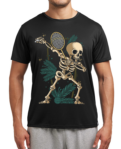 Image of badminton dabbing skeleton halloween