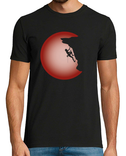 Image of Rock Climbing Dad Mountain Climber Full Moon Red