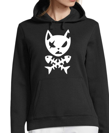 Sudadera Con Capucha Para Mujer gato pirata laTostadora