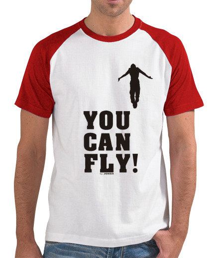 Image of you can fly high black, baseball style, white and red