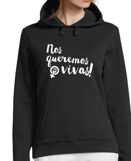 Sweat-shirt À Capuche Pour Femme nous voulons vivre!