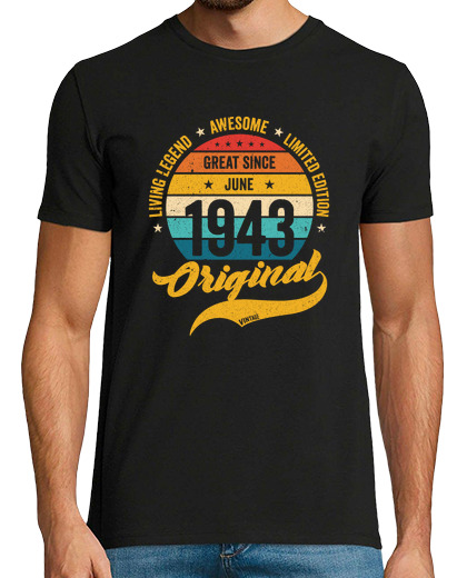 Image of Retro 80 Years June 1943 Birthday Vintage Bday Classic