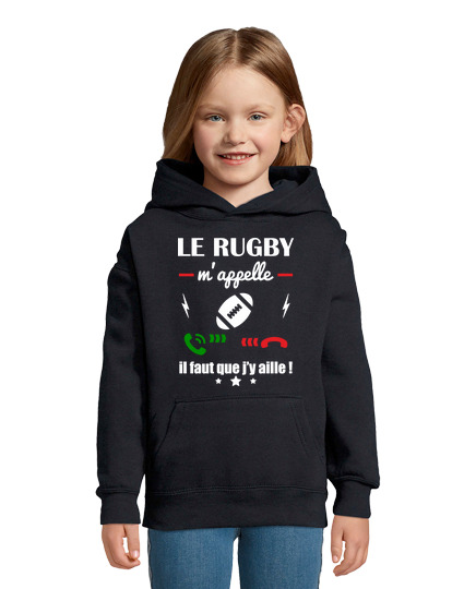 Sweat À Capuche Pour Enfant Le rugby m appelle, rugbyman