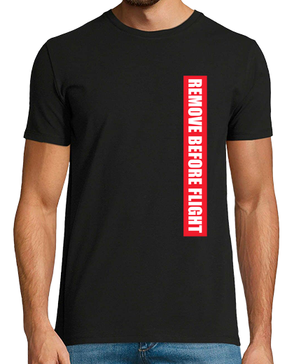 Image of remove before flight t shirt big left
