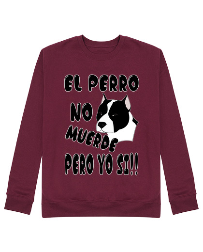 Sudadera Sin Capucha Unisex el perro no muerde staffordshire laTostadora