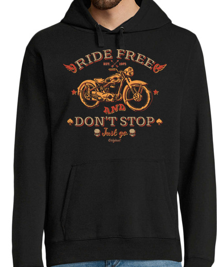 Sudadera Con Capucha Para Hombre Ride Free And Don't Stop laTostadora