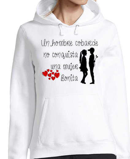 Image of woman hooded sweater, white man a coward