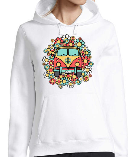 Sweat-shirt À Capuche Pour Femme être van hippie