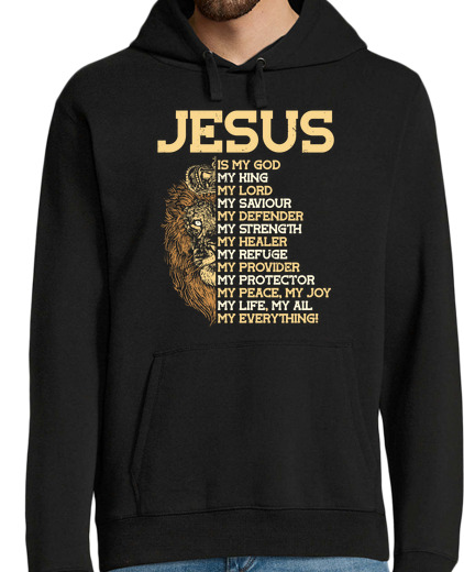 Sweat-shirt À Capuche Pour Homme jésus est mon dieu mon roi mon seigneur