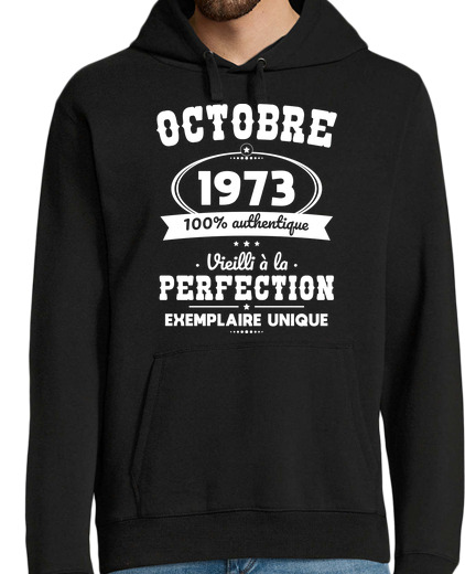 Sweat-shirt À Capuche Pour Homme Octobre 1973 - Authentique - 50 Ans