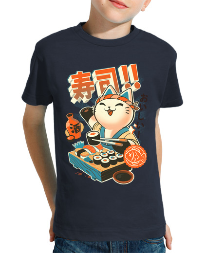 T-shirt bambino manica corta sushi chef - simpatico kitty da cucina