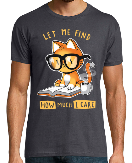 Image of how much i care - sassy cat bookworm - sarcastic kitty with coffee