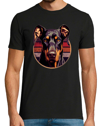 Image of natural ear doberman retro funny gift for dog lover