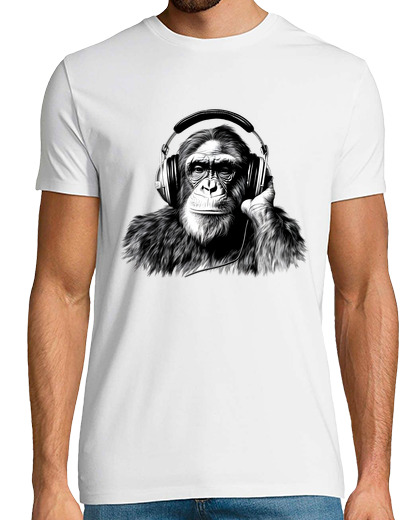 Image of Chimpanzee with headphones