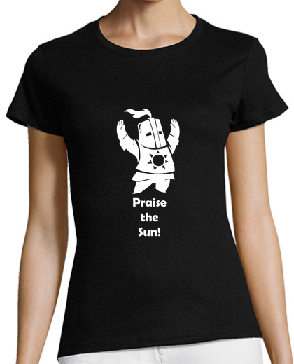 Image of woman t-shirt - dark souls - solaire gentleman - praise the sun - white