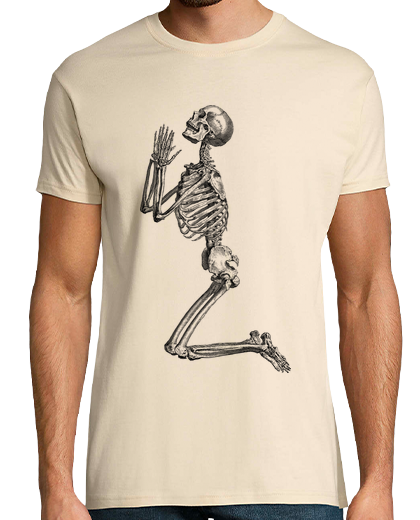 Image of skeleton begging for forgiveness, humor