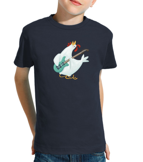 T-shirt bambino manica corta gallina rock e roll - t-shirt bambino