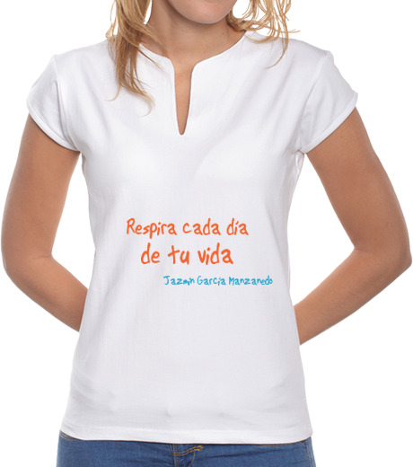 Image of kites t shirt , women's mandarin collar, white