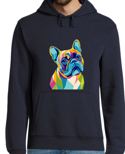 Sweat-shirt À Capuche Pour Homme bouledogue géométrique coloré