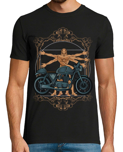 Image of vitruvian biker man motorcycle retro bikers art