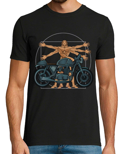 Image of vitruvian biker man motorcycle vintage bikers art