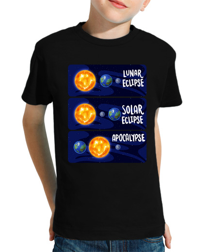 T-shirt bambino manica corta eclissi lunare apocalisse solare