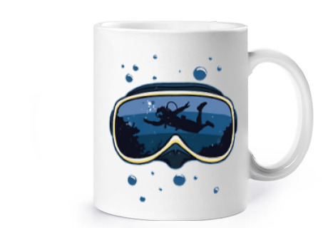Image of scuba diving with customizable mask cup tea coffee