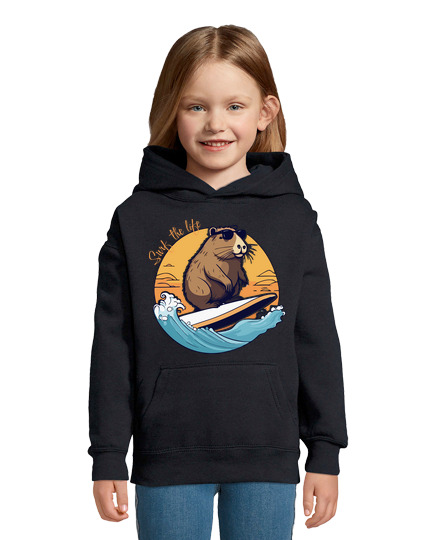 Sweat À Capuche Pour Enfant capybara surf and o