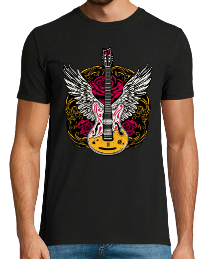 Image of hard rock guitar wings and red roses