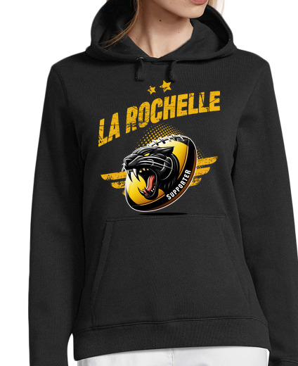 Sweat-shirt À Capuche Pour Femme Supporter Rugby La Rochelle