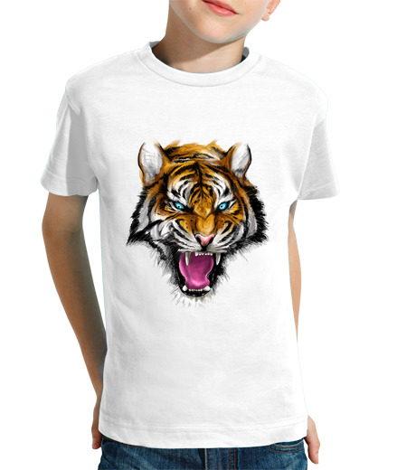 T-shirt bambino manica corta tigre feroce