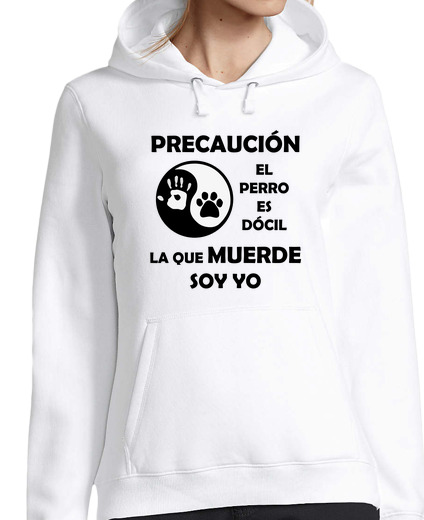 Sweat-shirt À Capuche Pour Femme chien docile, mordre suis - je