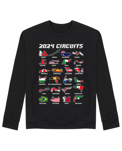 Sweat Unisexe circuits de formule 1 2024 drapeaux cadeaux voitures courses