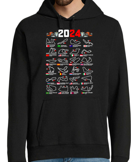 Sweat-shirt À Capuche Pour Homme circuits de course de formule 1 2024 cadeau fête des pères