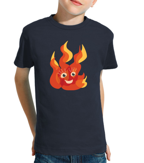 T-shirt bambino manica corta felice che brucia carattere fiamma fuoco